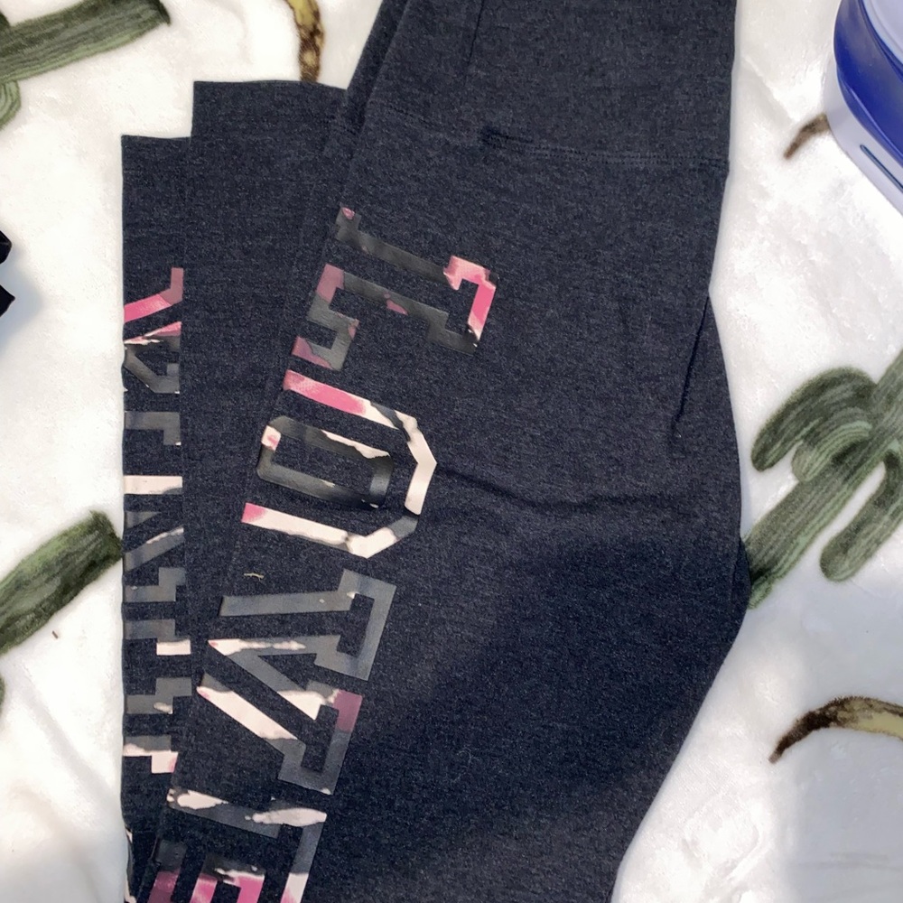 PINK Victoria's Secret Black Leggings with Pink Accents
